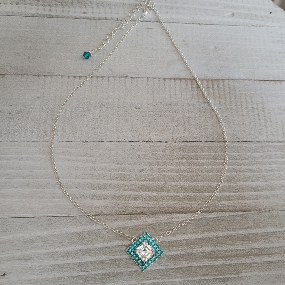 Crystal Pendant Necklace in Shiny Silver - Picture 2 of 10